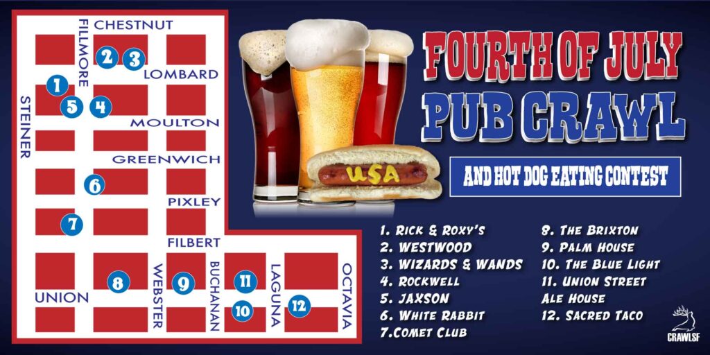 Fourth of July Pub Crawl Map 2026